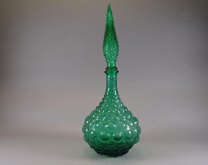 EMPOLI Italy glass bottle with stopper / vintage / decorative / from Italy 1960s green