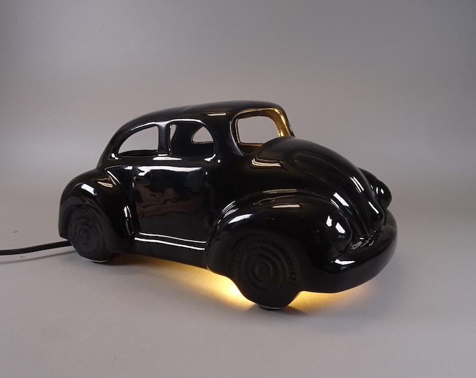 VW Beetle Lamp Car Porcelain Table Lamp 70s Black
