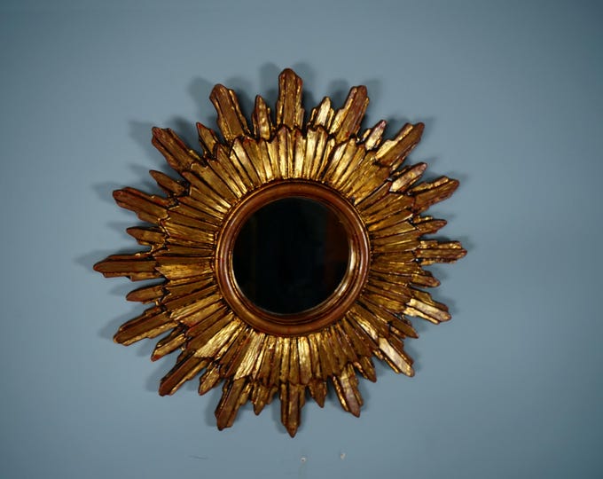 Italian sun mirror gold leaf from the 1970s