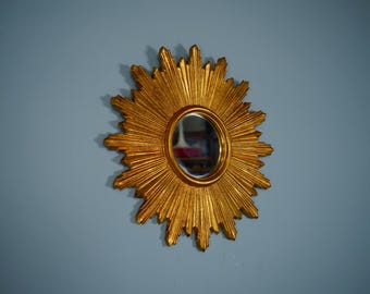 Italian sun mirror gold leaf from the 1970s