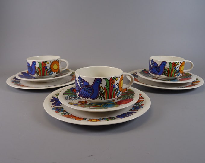 1 of 7 Villeroy and Boch Acapulco teacup with saucer and cake plate 70s tableware, Mid Century Kitchenware, Christine Reuter.