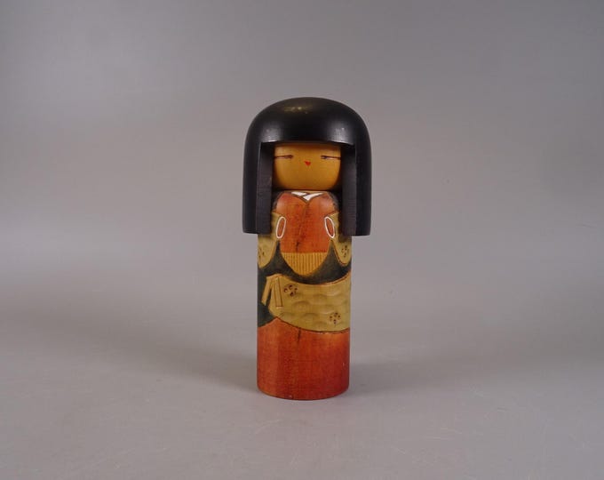 Kokeshi doll wooden figure from Japan vintage, 70s -80s