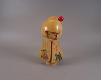 Kokeshi doll wooden figure from Japan vintage, 70s -80s