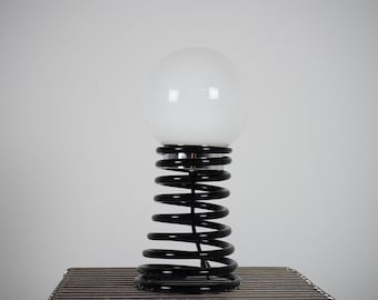 Feather lamp in black with white glass globe, Limburger Leuchten from the 19890s