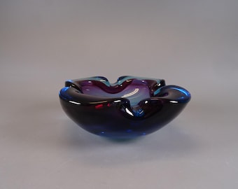 Murano glass ashtray, made in Italy from the 1980s Purple / Blue