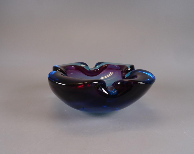 Murano glass ashtray, made in Italy from the 1980s Purple / Blue
