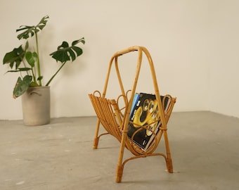 Timeless and stylish newspaper rack made of bamboo original 1970s
