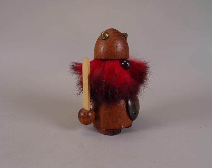 Vintage small Danish Viking figure teak from the 1960s/70s Mid Century