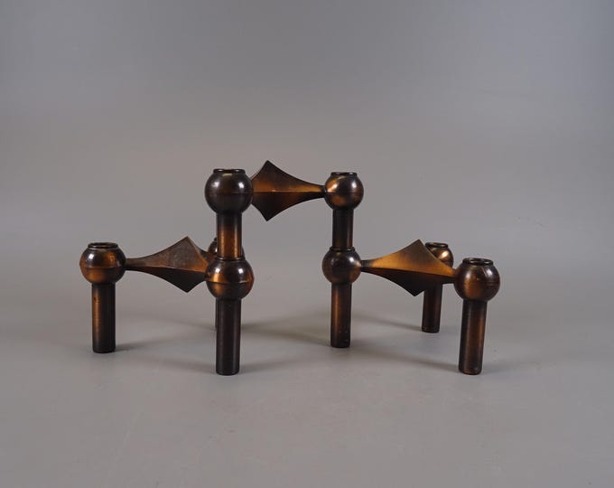 Set of 3 Nagel / BMF candle holders in copper from the 70s
