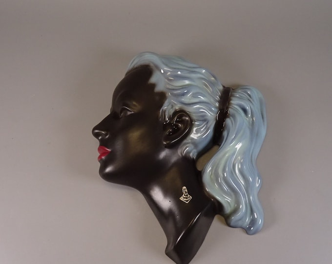 Cortendorf wall mask, vintage, woman's head, Germany 60s E+E