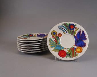 1 of 8 Villeroy and Boch Acapulco Saucers, 1970s Boho Tableware, Mid Century Kitchenware, Christine Reuter. SET