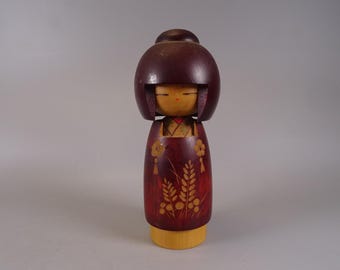 Kokeshi doll wooden figure from Japan vintage, 70s -80s