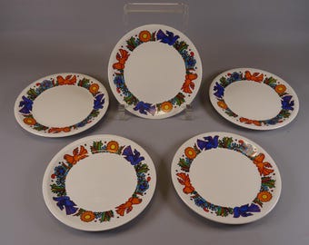 Villeroy & Boch Acapulco 5 small bread plates, 70s boho tableware, Mid Century Kitchenware, Christine Reuter, 16.5 cm