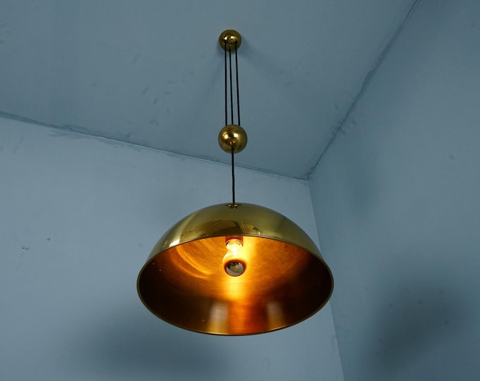 Florian Schulz brass ceiling lamp DUOS 36 with central pull Germany 1980s