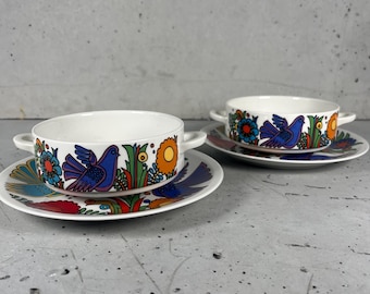 Villeroy & Boch Acapulco Coasters 70s Boho Tableware, Mid Century Kitchenware, Christine Reuter.
