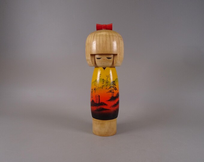 Kokeshi doll wooden figure from Japan vintage, 70s -80s