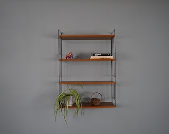 Teak shelf system by WHB Stahl und Drat German String shelf from the 1970s NO.5