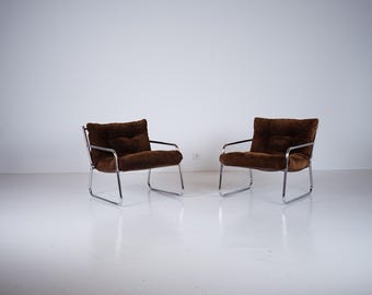 Brown velvet Vintage lounge chair "Pixi" by Gillis Lundgren for Ikea, 1970s