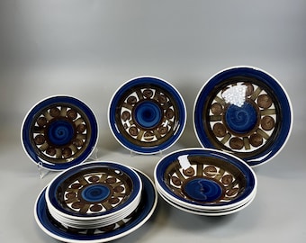 Vintage Rørstrand design TOBIAS / Christina Campbell 12-piece dinnerware set, Swedish Mid-Century Design