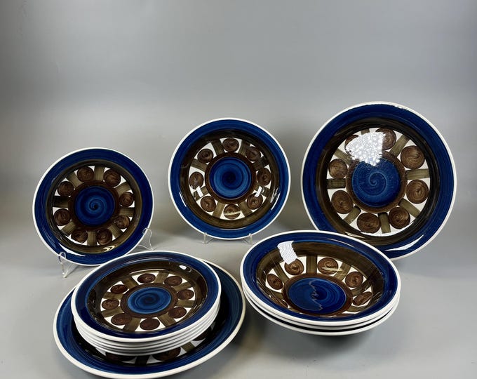 Vintage Rørstrand design TOBIAS / Christina Campbell 12-piece dinnerware set, Swedish Mid-Century Design
