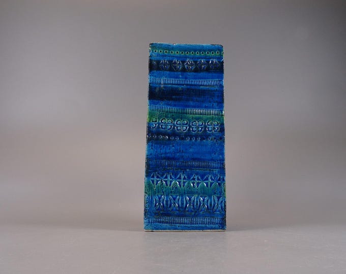 Bitossi rectangular vase by Aldo Londi in blue, from the 1960s