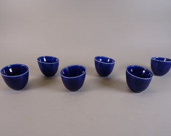 Vintage Rörstrand Blå Eld Hertha Bengtson 6 blue egg cups Swedish mid-century design