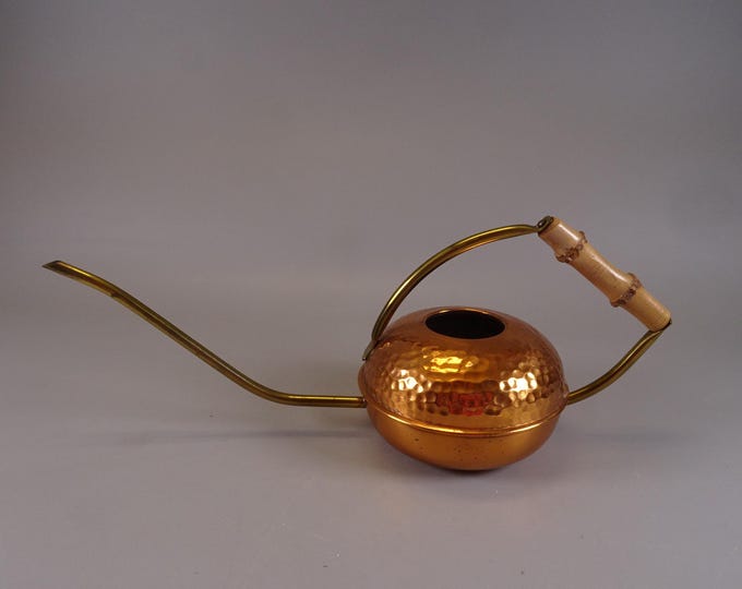Vintage Copper Jug with Bamboo Handle