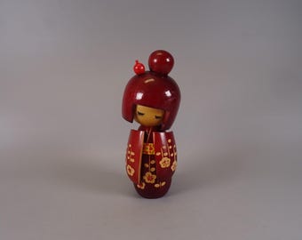 Kokeshi doll wooden figure from Japan vintage, 70s -80s
