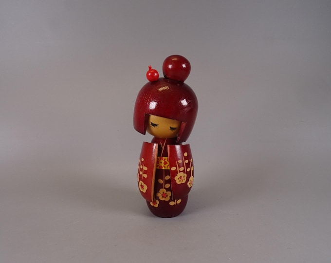 Kokeshi doll wooden figure from Japan vintage, 70s -80s