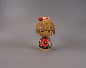 Kokeshi doll wooden figure from Japan vintage, 70s -80s