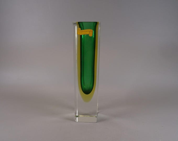 Murano glass vase, Made in Italy Vintage Green
