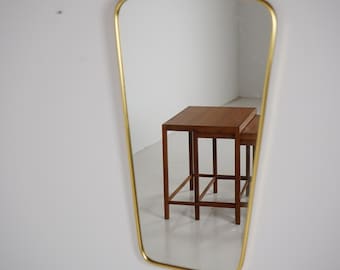 Crystal mirror in brass look with crown by LENZ from the 1960s