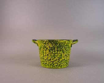 Small flower pot planter by JASBA Keramik in neon yellow from the 1970s