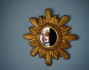 Italian sun mirror gold-colored from the 1960s