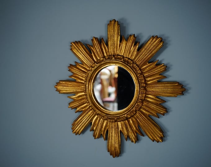 Italian sun mirror gold-colored from the 1960s