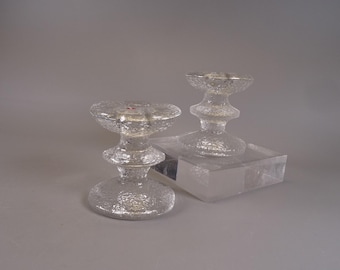 Set of 2 Iittala Finland Vintage Glass Candle Holders