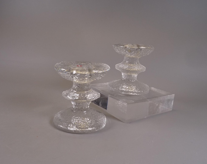 Set of 2 Iittala Finland Vintage Glass Candle Holders