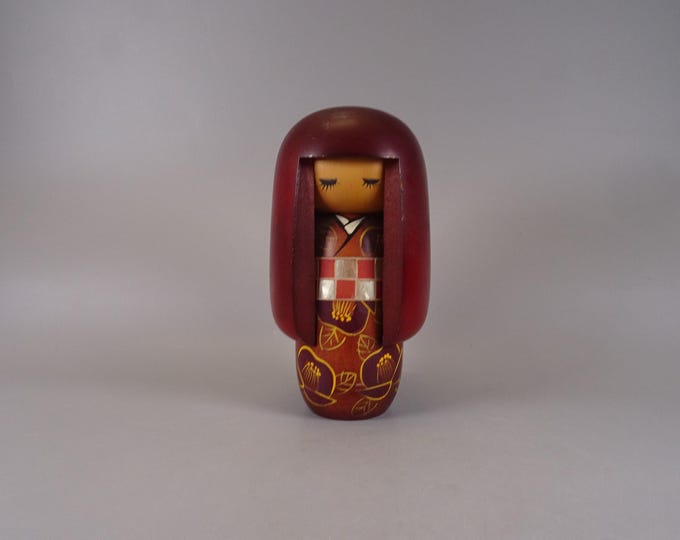 Kokeshi doll wooden figure from Japan vintage, 70s -80s