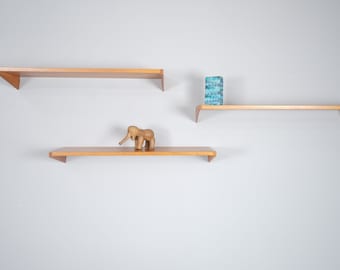 Set of 3 wall shelves by KAI KRISTIANSEN from the 1960s Made in Denmark, teak