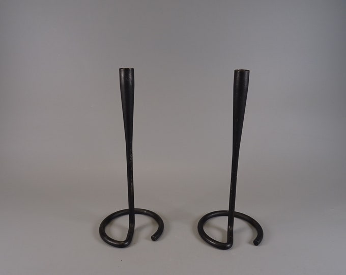 Vintage set of 2 candlesticks candlesticks black MCM 60s