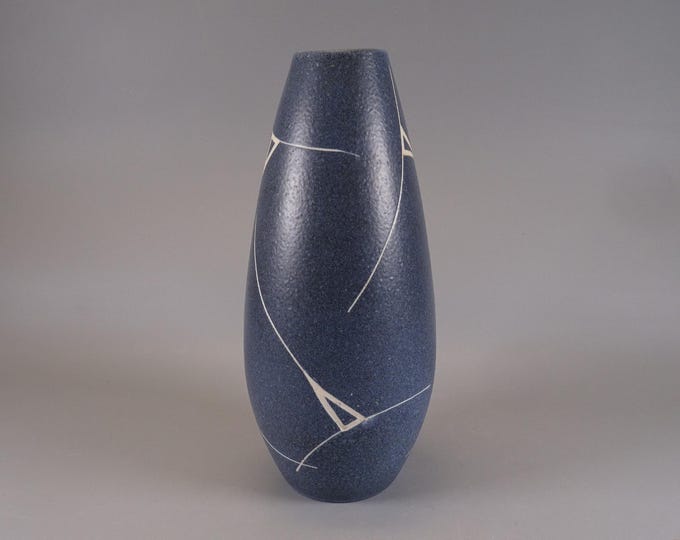 Ceramic Vase Schlossberg Ceramic Blue/White 1960s West Germany Pottery Liesel Spornhauer Monika Decor