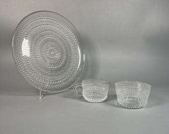 Tauperle glassware Toikka Iittala Finland serving platter & milk jug and sugar bowl