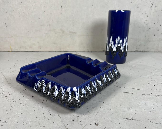 Blue Fat Lava vase by Fohr & Ashtray Ceramic flower vase Ceramic vase