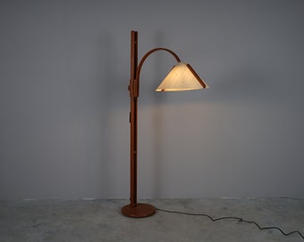 Floor lamp with teak frame, height adjustable and dimmable from Domus, 1970s