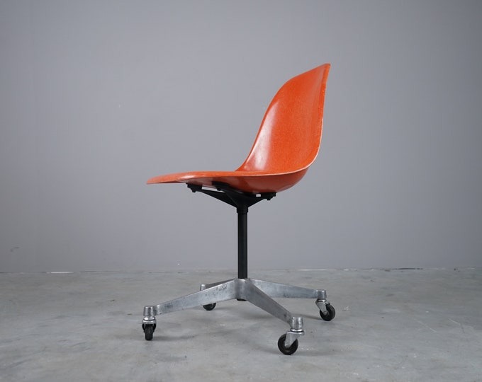 Orange PSC swivel office chair by Eames for Herman Miller, 1960s