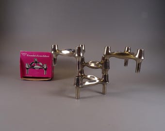 4 Modular candle holder candlesticks by BMF Nagel - Set - from the 70s TOP condition & design OVP