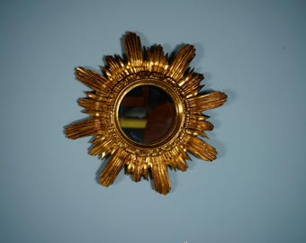 Italian sun mirror gold colored from the 1960s no5