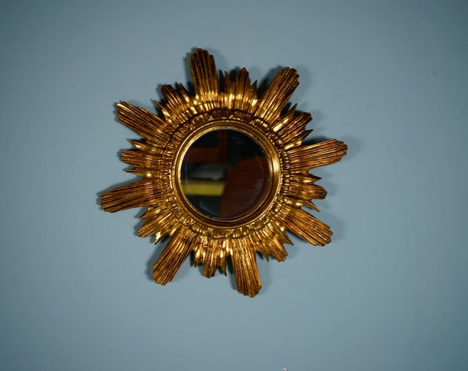 Italian sun mirror gold colored from the 1960s no5