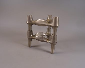 2 Set Modular Candle Holders by BMF Nagel made of metal, original 70s, Vintage