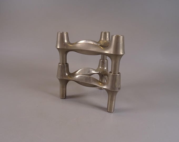 2 Set Modular Candle Holders by BMF Nagel made of metal, original 70s, Vintage